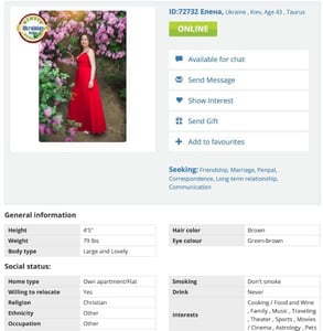 Screenshot of a UkrainianDating profile Screenshot of a UkrainianDating profile