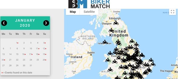 Screenshot of the BikerMatch calendar Screenshot of the BikerMatch calendar