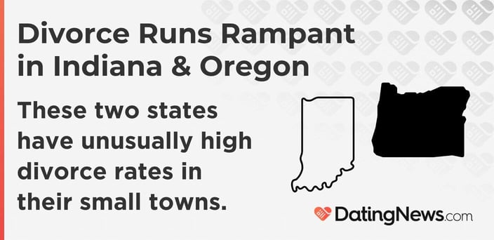 Indiana and Oregon have unusually high divorce rates in their small towns.