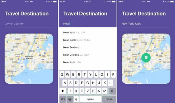 Screenshots from the YourTravelMates app Screenshots from the YourTravelMates app