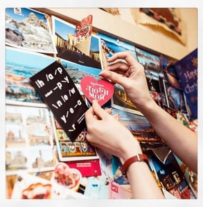Photo of a heart among postcards Photo of a heart among postcards