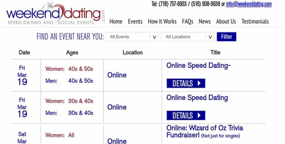 The Weekend Dating calendar The Weekend Dating calendar