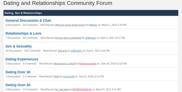 Screenshot of the discussion forum Screenshot of the discussion forum