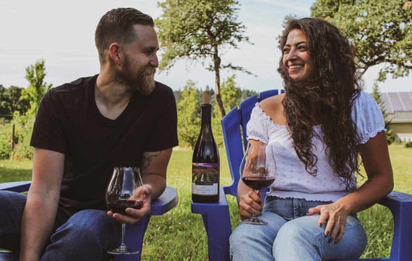 Photo of couples enjoying Left Coast Estate wine