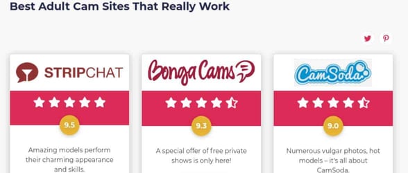 Screenshot of reviews