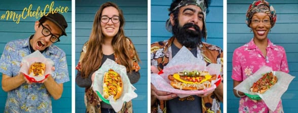 Photo of people eating Dat Dog's hot dogs Photo of people eating Dat Dog's hot dogs