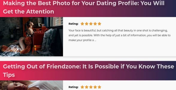 Screenshot of the blog