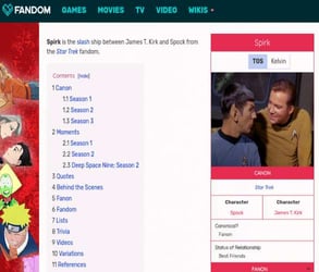Screenshot of the Spirk page