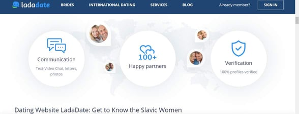 Screenshot of LadaDate's features