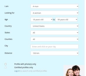Screenshot of search filters Screenshot of search filters