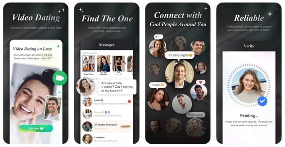 Screenshots of Luxy app on devices