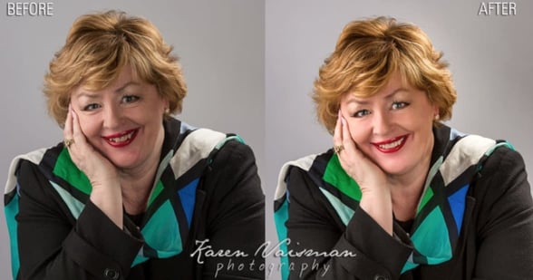 Photos side-by-side retouched woman