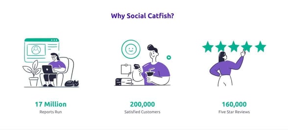 Screenshot of Social Catfish pros.