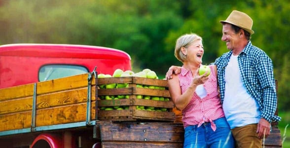 Photo of a couple apple picking Photo of a couple apple picking