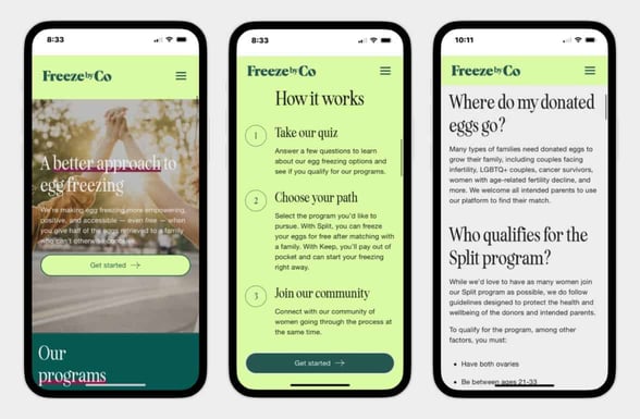 Freeze by Cofertility app view Freeze by Cofertility app view