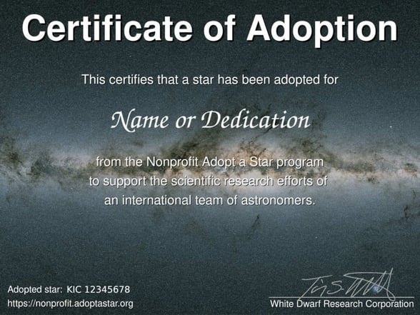 adopt a star certificate adopt a star certificate