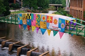 bridge with tapestry hung over it bridge with tapestry hung over it