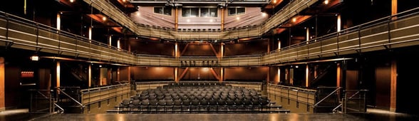 View from stage of large theatre View from stage of large theatre