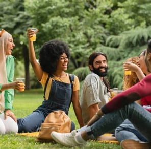 group of people "cheers"-ing
