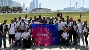 large team holding dua flags large team holding dua flags