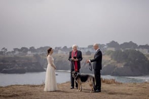 people get married on cliffside with dog