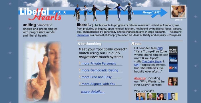 Screenshot from Liberal Hearts website