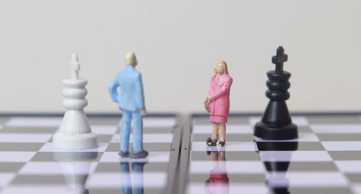 Illustration of man and woman on different sides Illustration of man and woman on different sides