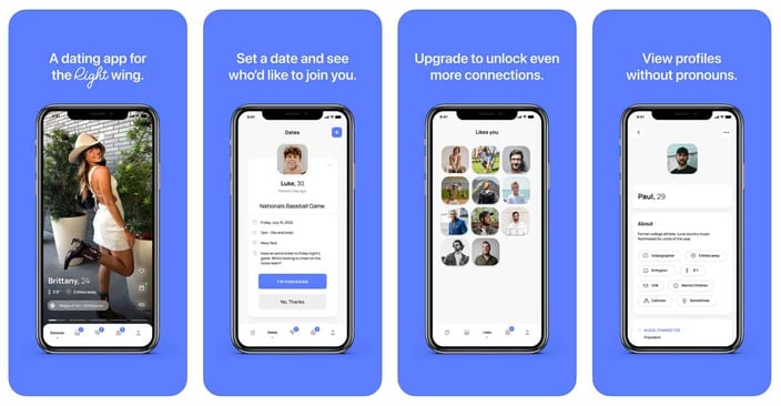 Screenshots from The Right Stuff dating app Screenshots from The Right Stuff dating app