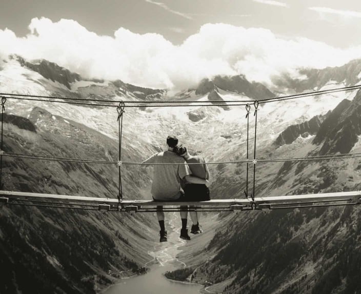 keeper couple looking over valley