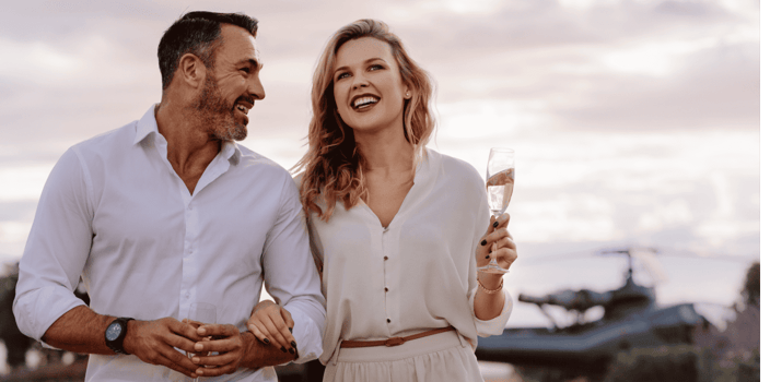 Happy couple with champagne