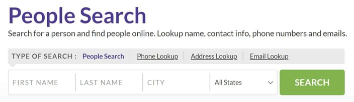 Screenshot of a People Search tool