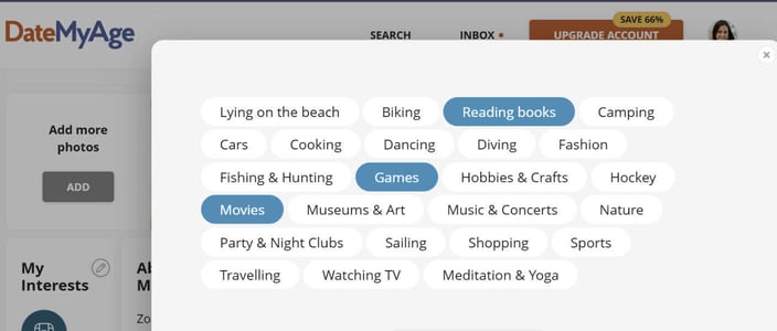 DateMyAge interests list DateMyAge interests list