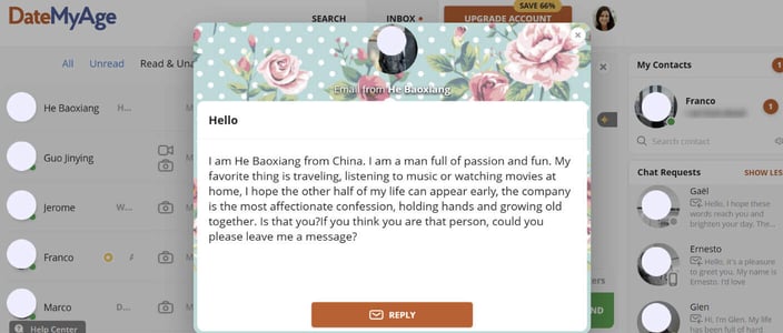 DateMyAge message DateMyAge message