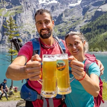 Backroads couple holding beers