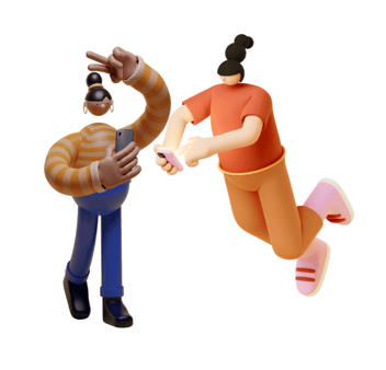 Official app two girls on their phones cartoon graphic Official app two girls on their phones cartoon graphic