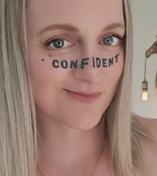 Cate with the word confident on her face Cate with the word confident on her face