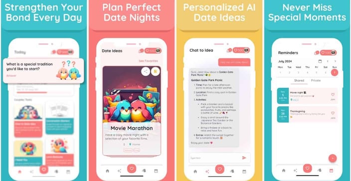 4Lovebirds app user interface 