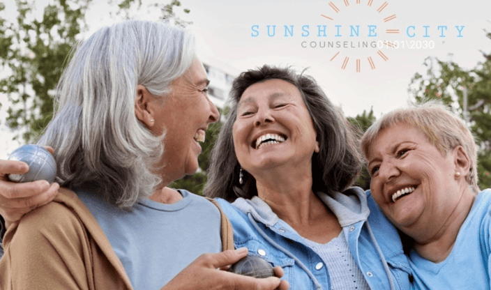 Sunshine City Counseling three older women laughing Sunshine City Counseling three older women laughing