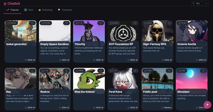 Dittin.AI chatbot stories thumbnails