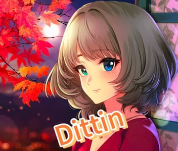 Dittin.AI anime woman autumn leaves