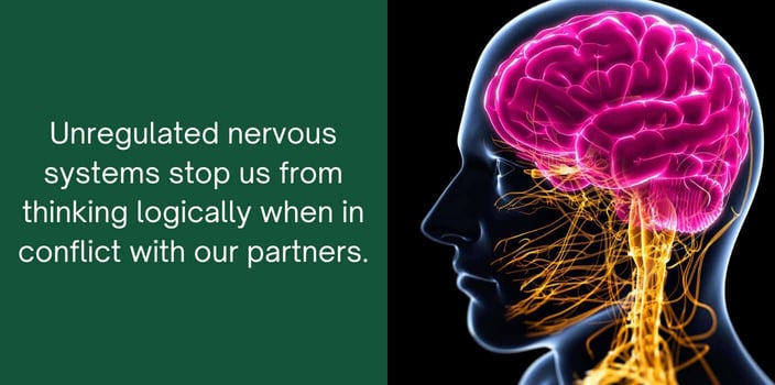 unregulated nervous systems stop us from thinking logically when in conflict with our partners.