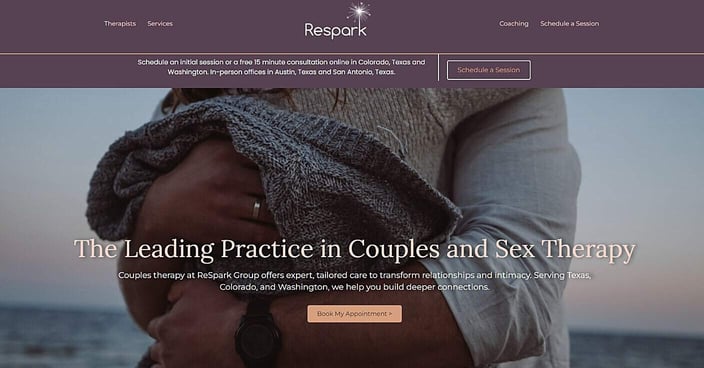 ReSpark Therapy homepage ReSpark Therapy homepage