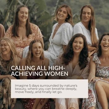 Photo from Retreat Finder of a group of smiling women that says Calling All High-Achieving Women