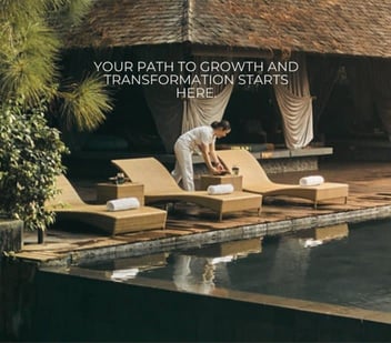Photo of a peaceful spa and pool that says Your Path To Growth And Transformation Starts Here Photo of a peaceful spa and pool that says Your Path To Growth And Transformation Starts Here
