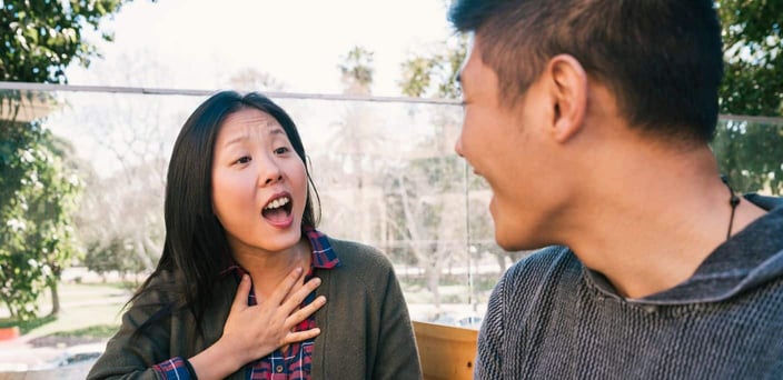 Man and woman talking