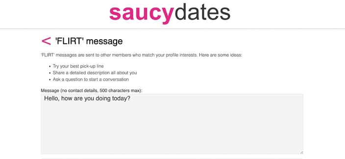 SaucyDates FLIRT message SaucyDates FLIRT message