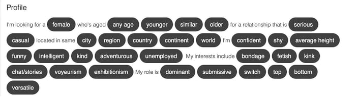 SaucyDates profile options SaucyDates profile options