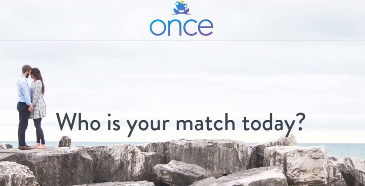 Screenshot of the Once homepage Screenshot of the Once homepage