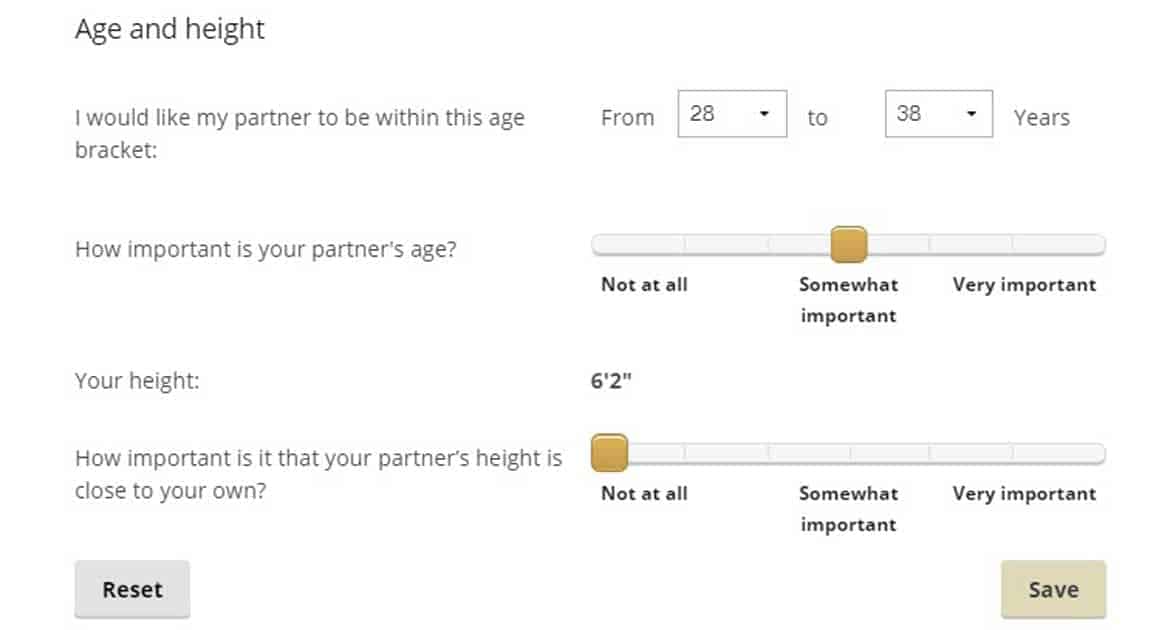 dating site search by height