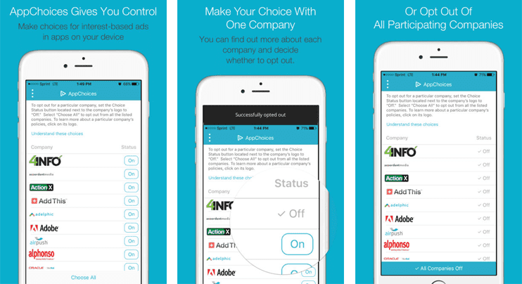 Screenshots of the AppChoices App Screenshots of the AppChoices App